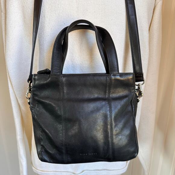 Vintage 90s Black Leather Crossbody Purse OS - Picture 2 of 5